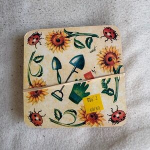 Garden Themed Coasters with Sunflowers and Ladybugs